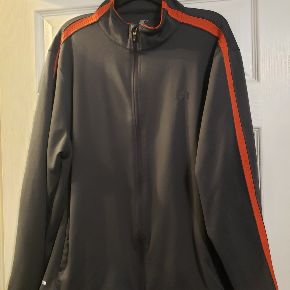 Gray & orange starter zip up jacket large
